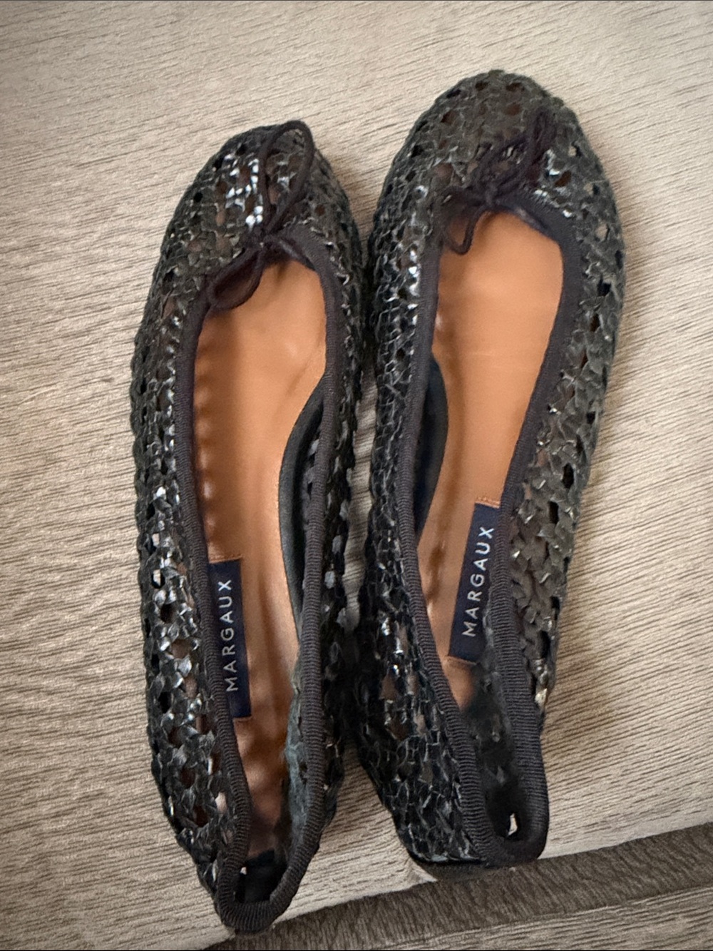 Margaux Black Sequin Crochet Ballet Flats